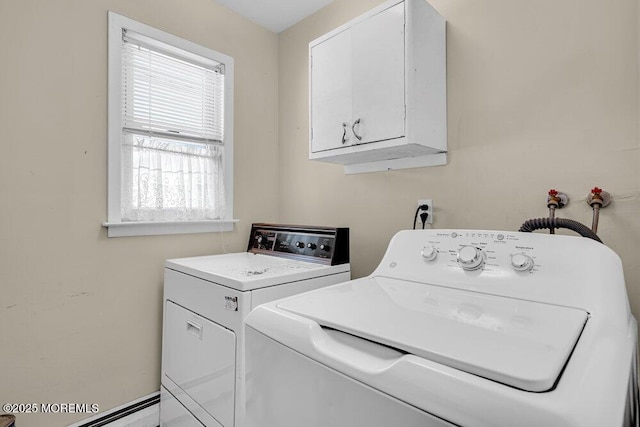 119 Barbados Dr S, Toms River, NJ 08757 - laundry room featuring cabinet space, independent washer and dryer, and baseboard heating