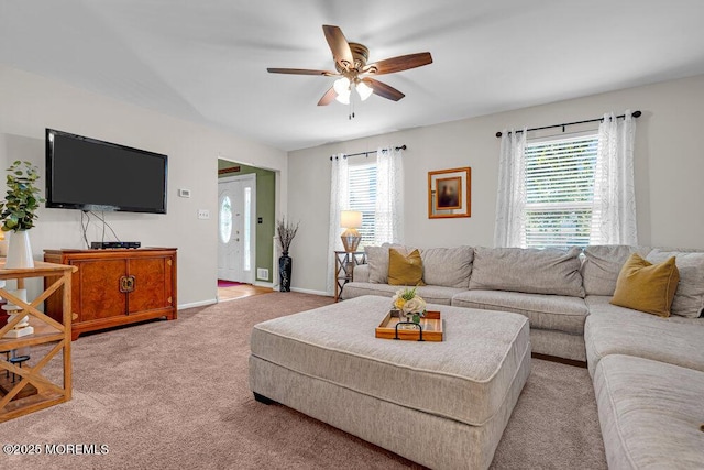 7 Crest Rd, Jackson, NJ 08527 - living room featuring a ceiling fan and light colored carpet