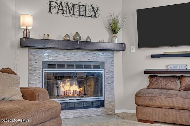 7 Crest Rd, Jackson, NJ 08527 - detailed view of a tiled fireplace and baseboards