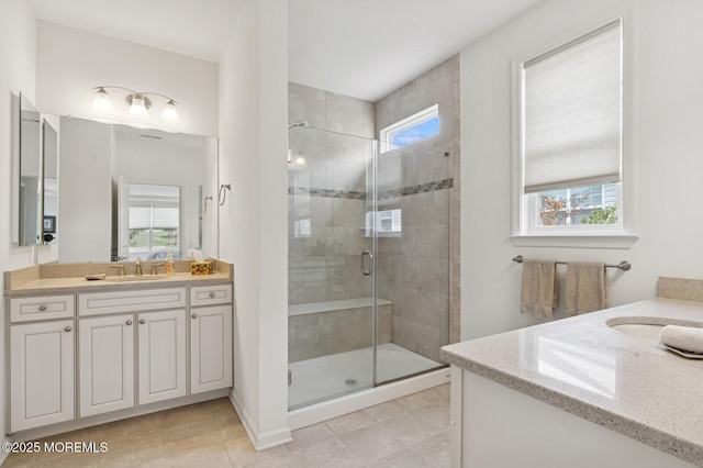 6 Day Star Rd, Manalapan, NJ 07726 - full bathroom featuring vanity, a shower stall, and tile patterned floors