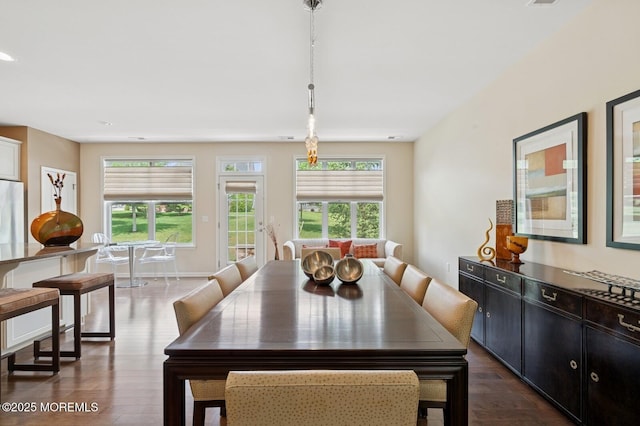 6 Day Star Rd, Manalapan, NJ 07726 - dining area featuring dark wood-style floors and recessed lighting