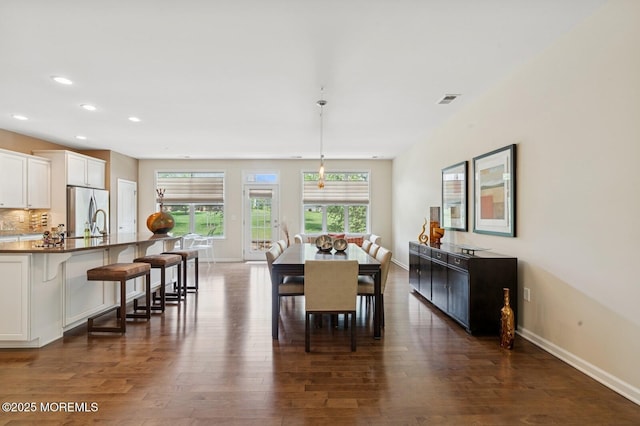 6 Day Star Rd, Manalapan, NJ 07726 - dining area featuring dark wood-style floors and recessed lighting