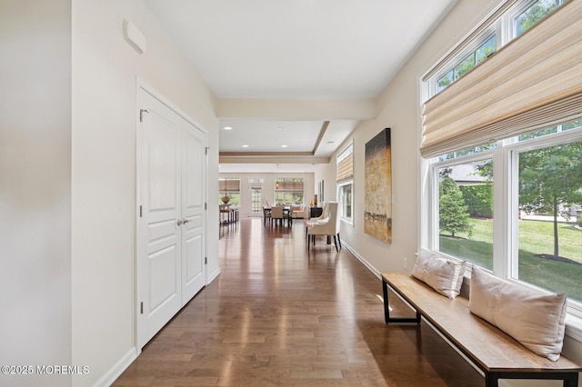 6 Day Star Rd, Manalapan, NJ 07726 - hallway with wood finished floors, recessed lighting, and a tray ceiling