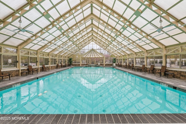 6 Day Star Rd, Manalapan, NJ 07726 - indoor community pool featuring a ceiling fan