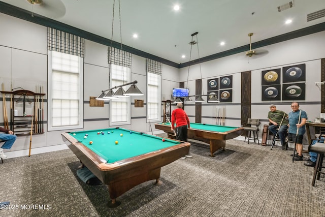 6 Day Star Rd, Manalapan, NJ 07726 - rec room with billiards, plenty of natural light, and carpet floors