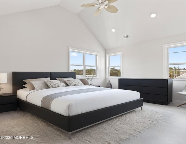 204 Morningside Ave, Union Beach, NJ 07735 - bedroom with high vaulted ceiling, ceiling fan, and recessed lighting