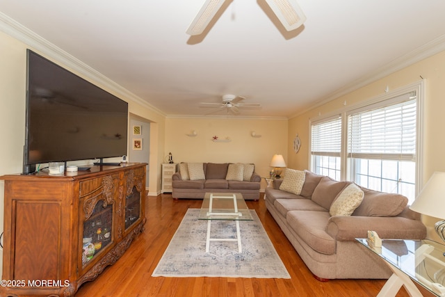45 Fielder Ave, Seaside Heights, NJ 08751 - living area with a ceiling fan, crown molding, and wood finished floors
