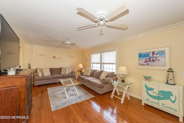 45 Fielder Ave, Seaside Heights, NJ 08751 - living area featuring crown molding, wood finished floors, and ceiling fan