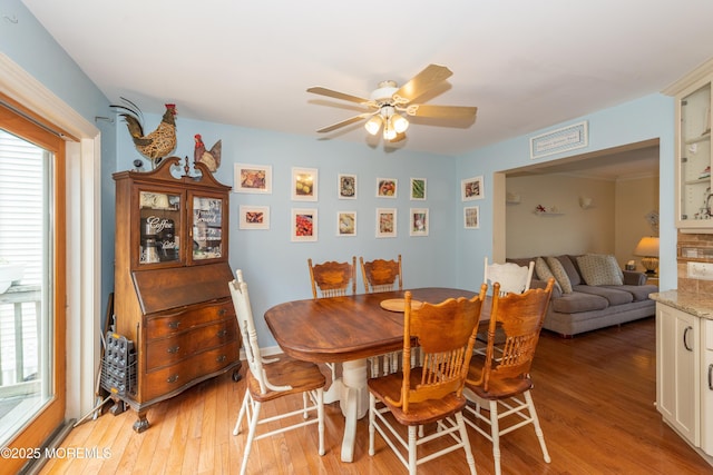 45 Fielder Ave, Seaside Heights, NJ 08751 - dining area with ceiling fan, healthy amount of natural light, and light wood-style floors
