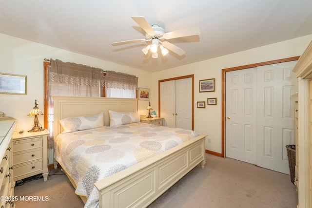 45 Fielder Ave, Seaside Heights, NJ 08751 - bedroom with two closets, light carpet, and a ceiling fan