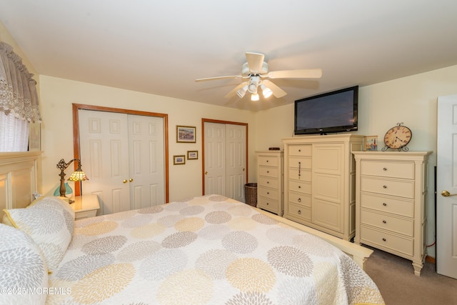 45 Fielder Ave, Seaside Heights, NJ 08751 - carpeted bedroom featuring two closets and ceiling fan
