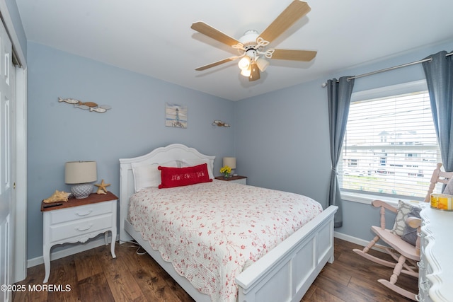 45 Fielder Ave, Seaside Heights, NJ 08751 - bedroom with a closet, dark wood-style floors, and ceiling fan