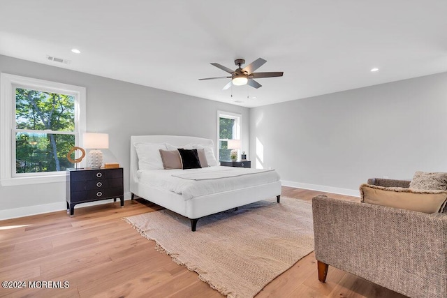 451 Woodbury Dr, Jackson, NJ 08527 - bedroom with light wood-type flooring, recessed lighting, and ceiling fan