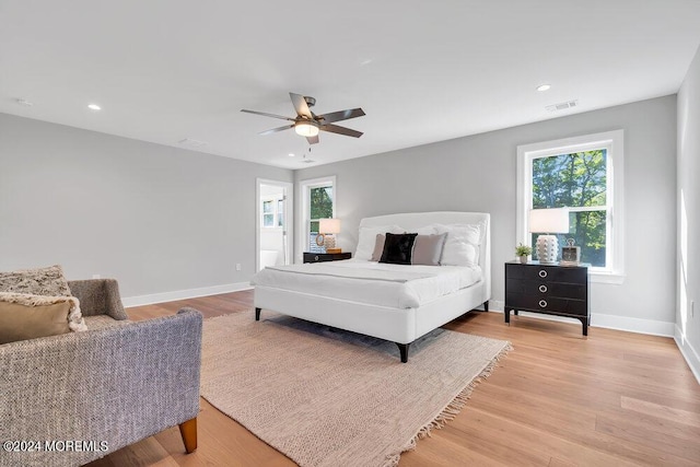 451 Woodbury Dr, Jackson, NJ 08527 - bedroom featuring light wood-type flooring, recessed lighting, and ceiling fan