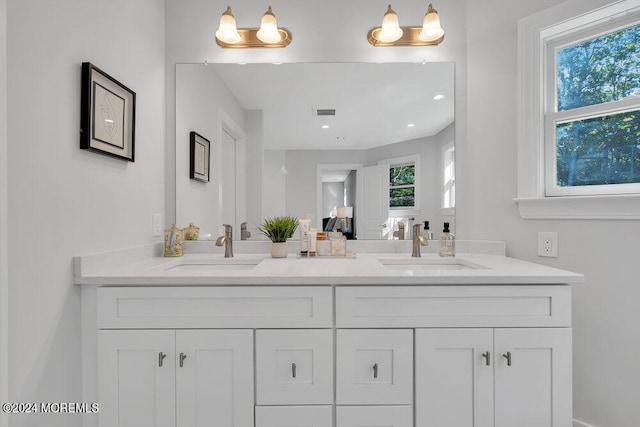 451 Woodbury Dr, Jackson, NJ 08527 - bathroom with double vanity and recessed lighting
