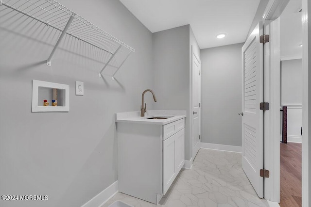 451 Woodbury Dr, Jackson, NJ 08527 - laundry area featuring washer hookup, light marble finish flooring, cabinet space, and recessed lighting