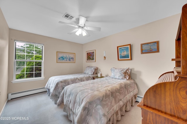 59 Mansfield Dr, Brick, NJ 08724 - carpeted bedroom with a baseboard radiator and ceiling fan