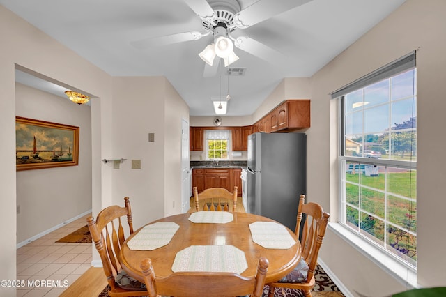 59 Mansfield Dr, Brick, NJ 08724 - dining area featuring ceiling fan and light tile patterned floors