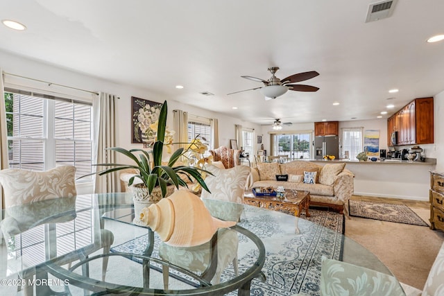 414 Bay Blvd Unit B, Seaside Heights, NJ 08751 - living area featuring a ceiling fan and recessed lighting