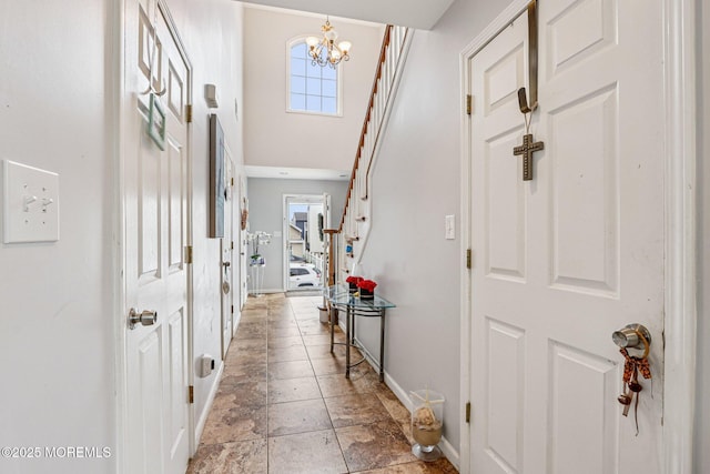 414 Bay Blvd Unit B, Seaside Heights, NJ 08751 - foyer entrance featuring a chandelier and stairway