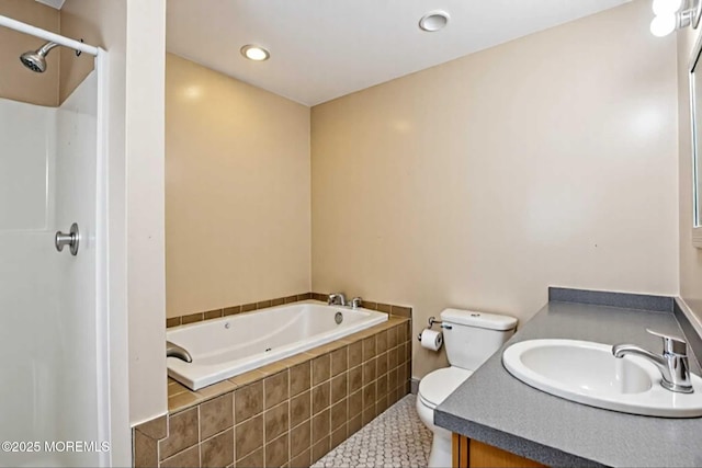 414 Bay Blvd Unit B, Seaside Heights, NJ 08751 - full bathroom with a garden tub, tile patterned flooring, vanity, and recessed lighting