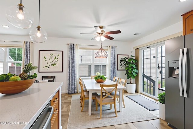 414 Bay Blvd Unit B, Seaside Heights, NJ 08751 - dining space with a ceiling fan and recessed lighting