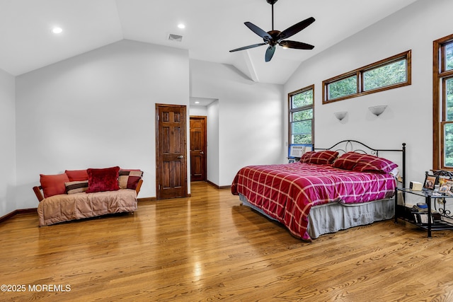 40 Centerville Rd, Holmdel, NJ 07733 - bedroom featuring wood finished floors, vaulted ceiling, recessed lighting, and a ceiling fan