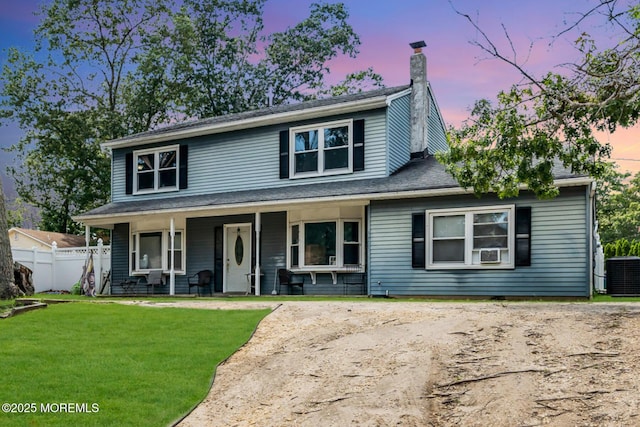 720 Weehawken Ave, Forked River, NJ 08731 - view of front of home featuring a chimney, covered porch, and cooling unit