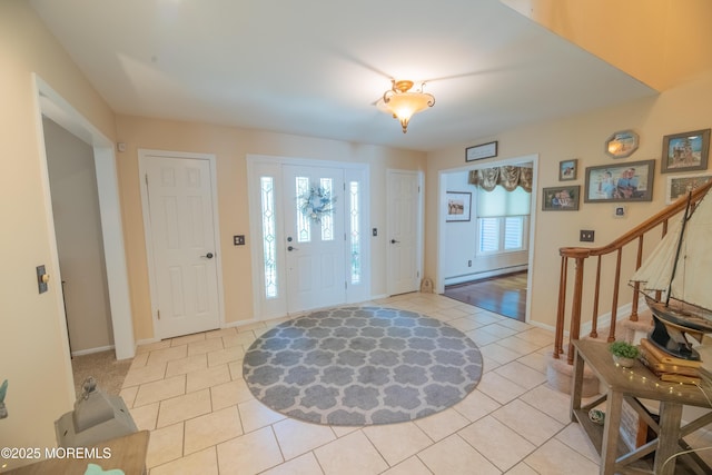 1920 Kenilworth Ct, Toms River, NJ 08753 - entryway featuring light tile patterned floors, a baseboard heating unit, and stairs
