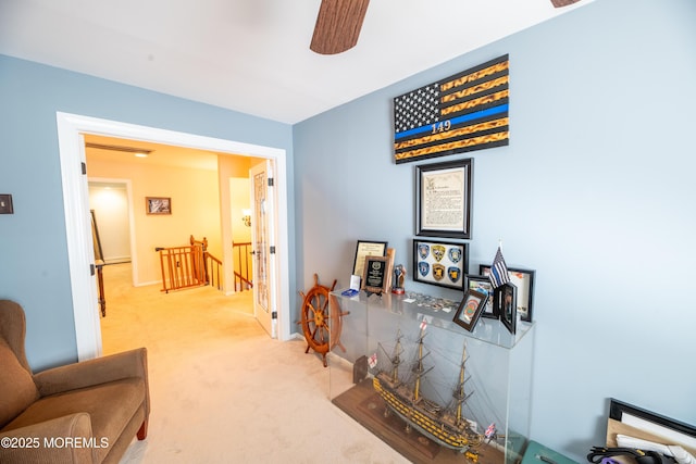1920 Kenilworth Ct, Toms River, NJ 08753 - sitting room with an upstairs landing, carpet floors, and a ceiling fan