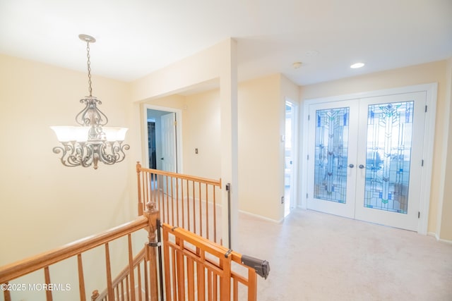 1920 Kenilworth Ct, Toms River, NJ 08753 - foyer featuring a chandelier, french doors, carpet floors, and recessed lighting