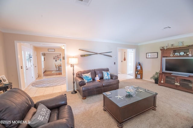 1920 Kenilworth Ct, Toms River, NJ 08753 - living area with ornamental molding and light colored carpet