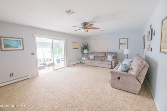 1920 Kenilworth Ct, Toms River, NJ 08753 - carpeted living area with baseboard heating and ceiling fan