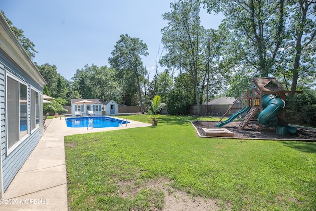 1920 Kenilworth Ct, Toms River, NJ 08753 - fenced backyard with an outbuilding and a playground