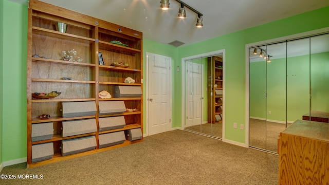 57 Chestnut Way, Manalapan, NJ 07726 - unfurnished bedroom with two closets, track lighting, and carpet floors
