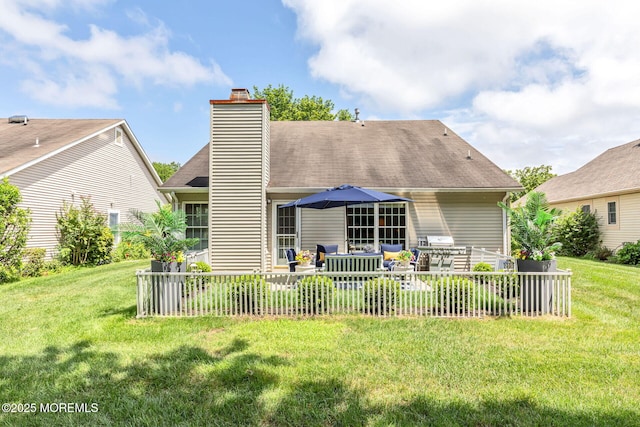 2254 S Chanticleer Ct, Toms River, NJ 08755 - back of house featuring a chimney, a yard, a patio area, and roof with shingles