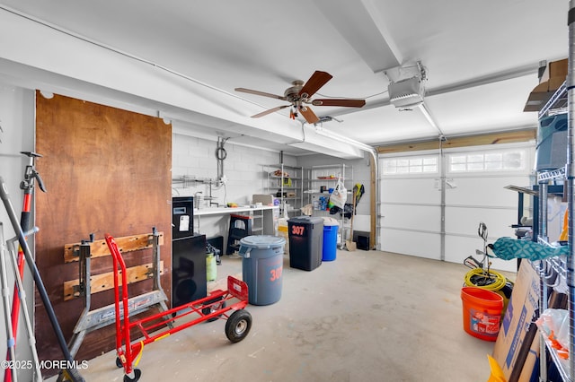 307 Webster Ave, Seaside Heights, NJ 08751 - garage featuring a garage door opener and ceiling fan