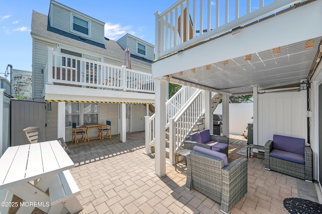 307 Webster Ave, Seaside Heights, NJ 08751 - view of patio / terrace with outdoor dining area, an outdoor living space, and stairway