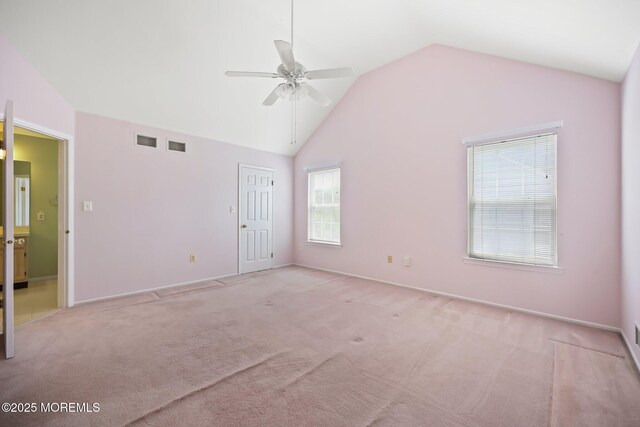 57 High Pointe Way, Matawan, NJ 07747 - unfurnished room featuring a ceiling fan, vaulted ceiling, and light carpet
