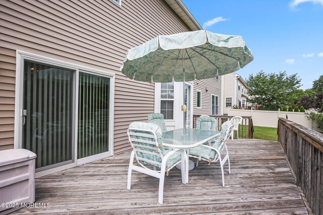 57 High Pointe Way, Matawan, NJ 07747 - wooden terrace featuring outdoor dining space