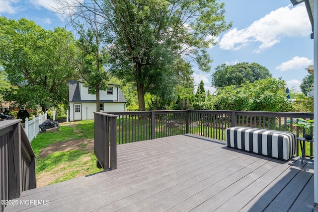 101 Broad St, Matawan, NJ 07747 - wooden terrace featuring an outbuilding