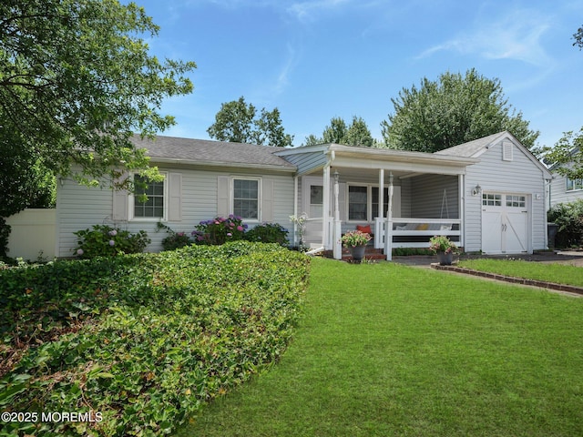 962 Columbus Dr, Brick, NJ 08724 - ranch-style home featuring a porch, a front lawn, a garage, and a shingled roof