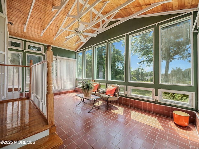 962 Columbus Dr, Brick, NJ 08724 - sunroom with lofted ceiling, wood ceiling, and tile patterned floors