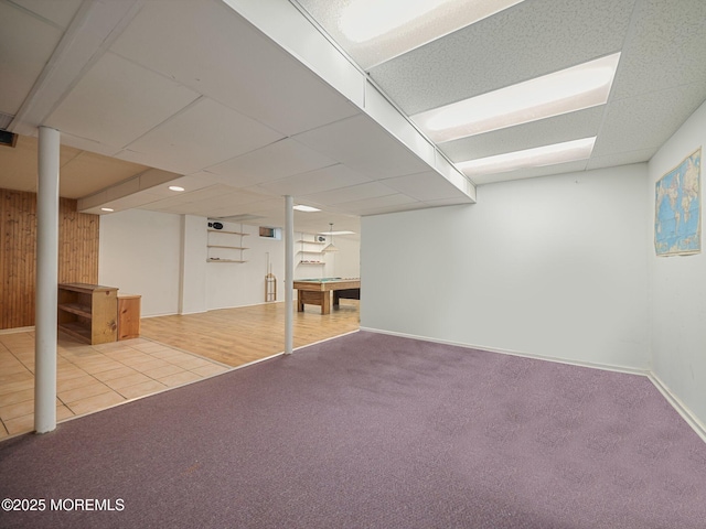 962 Columbus Dr, Brick, NJ 08724 - finished basement featuring carpet floors, a drop ceiling, and billiards