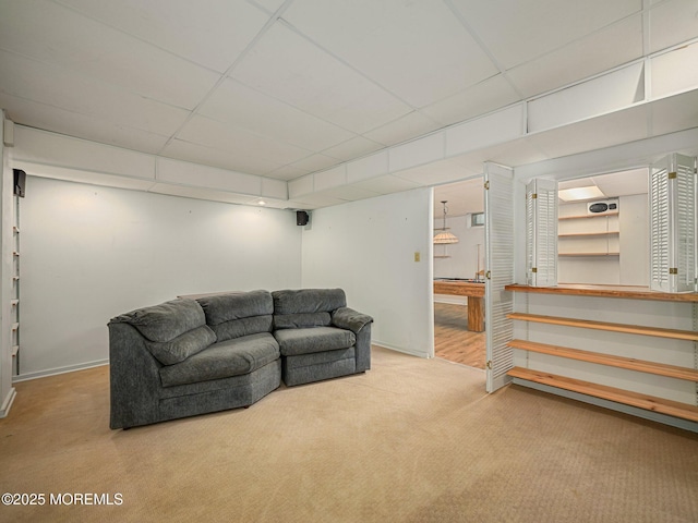 962 Columbus Dr, Brick, NJ 08724 - carpeted living area featuring baseboards and a paneled ceiling