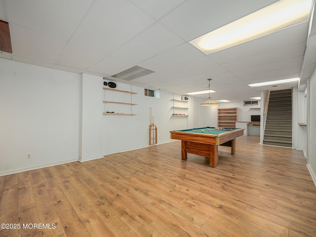 962 Columbus Dr, Brick, NJ 08724 - recreation room featuring pool table, wood finished floors, and a paneled ceiling