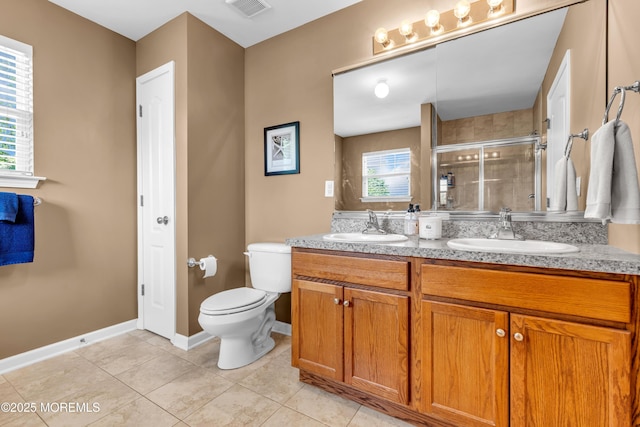 1667 Kalvel Ct, Toms River, NJ 08755 - full bathroom featuring double vanity, a stall shower, and tile patterned flooring