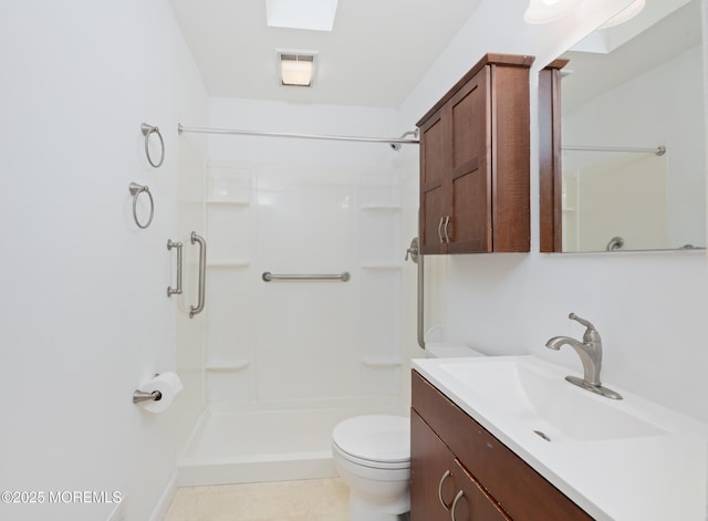 10 Locust Grove Ln, Manalapan, NJ 07726 - bathroom with a stall shower, vanity, and tile patterned floors