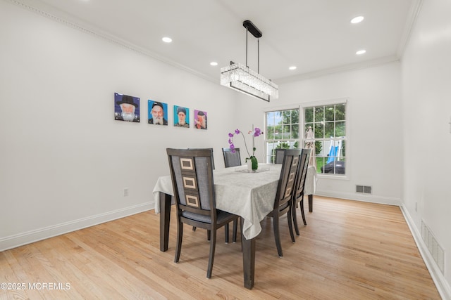 95 Linden Ave, West Long Branch, NJ 07764 - dining room with ornamental molding, recessed lighting, and light wood-style floors