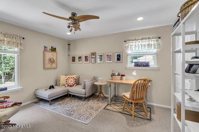 8 Yellowstone Ln, Howell, NJ 07731 - office space with ceiling fan, carpet floors, and recessed lighting